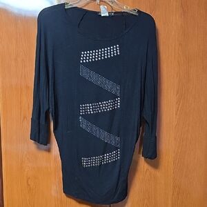 Grass Collection Black Tunic with Studded Design